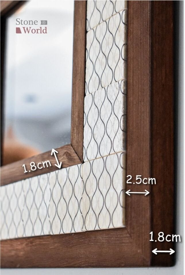 Geometric Desenli Mermer Dekoratif Ayna 34x34cm - 007.1