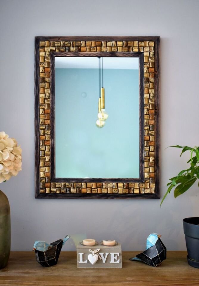Dekoratif Ayna – Wicker Mistik Traverten | 48x63 cm