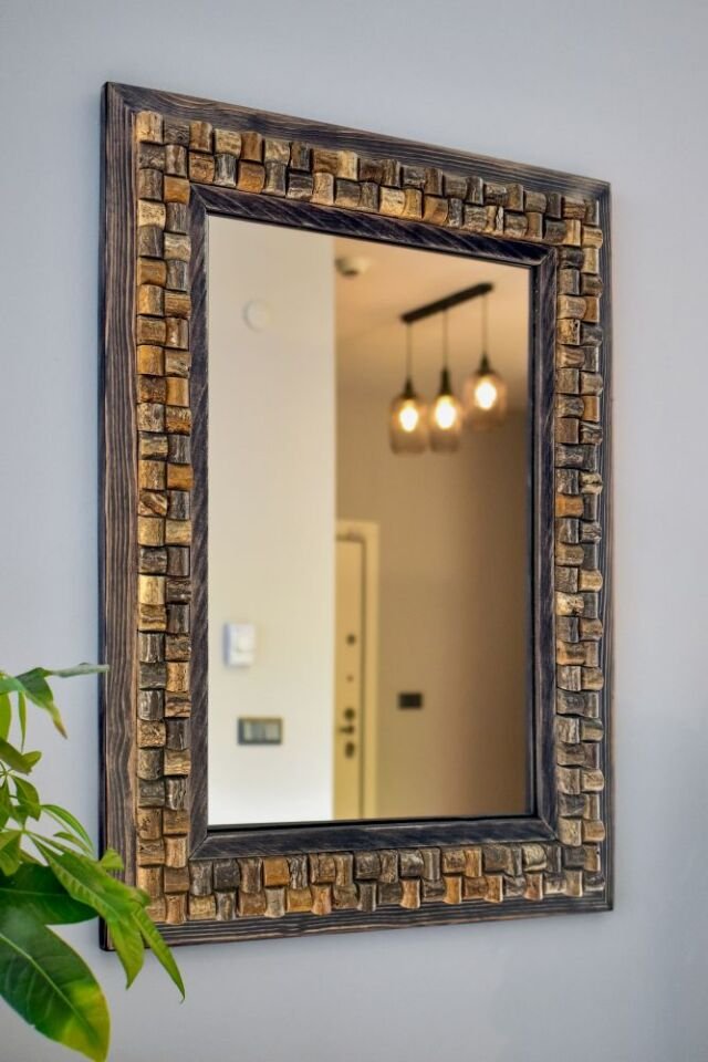 Dekoratif Ayna – Wicker Mistik Traverten | 48x63 cm