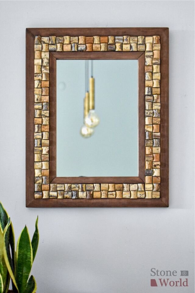 Dekoratif Ayna – Wicker Mistik Traverten | 40x50 cm