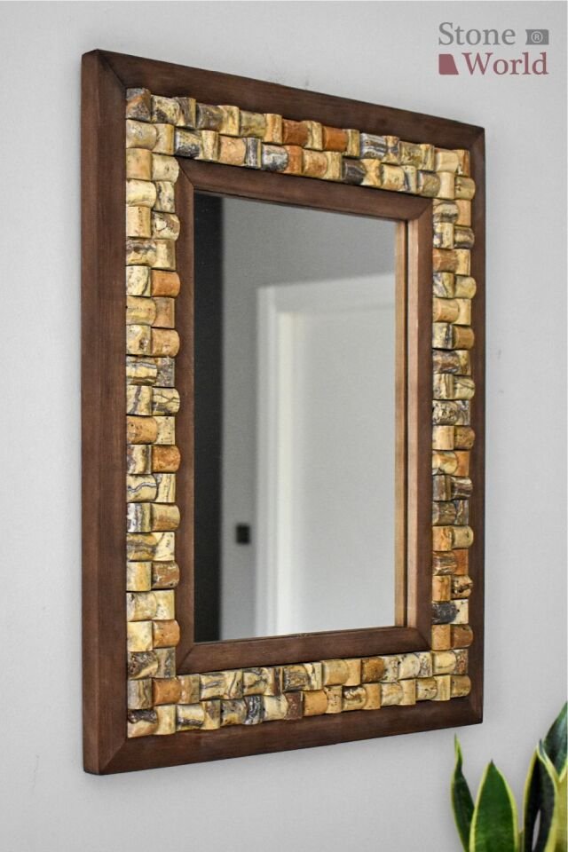 Dekoratif Ayna – Wicker Mistik Traverten | 40x50 cm