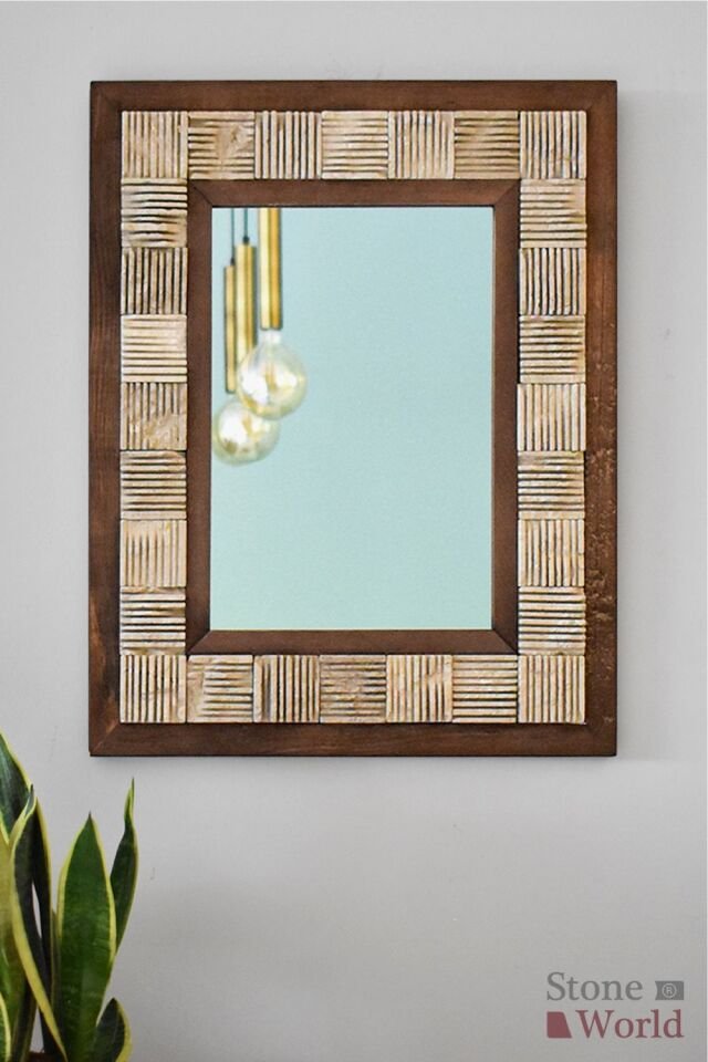 Dekoratif Ayna – Scratch Bej Mermer | 40x50 cm