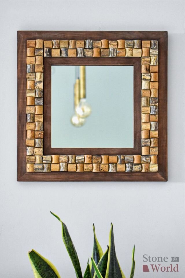 Dekoratif Ayna – Wicker Mistik Traverten | 40x40 cm