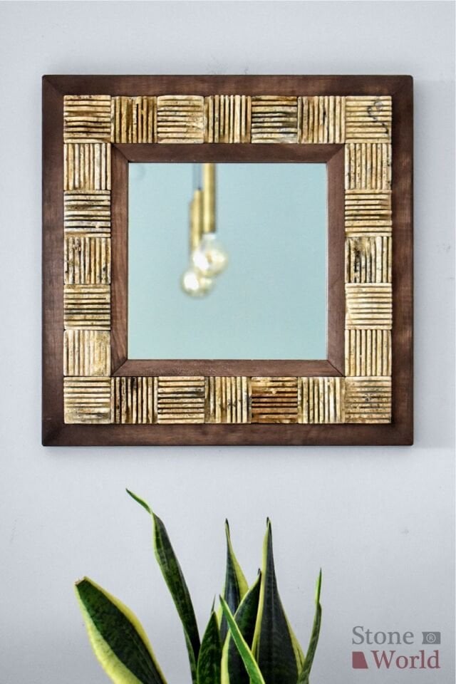 Scratch Mistik Traverten Dekoratif Ayna - 40x40 cm