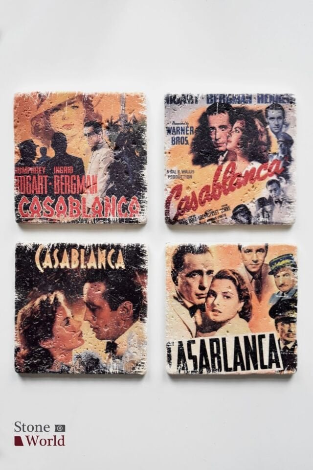 Doğal taş Bardak altlığı - 4'lü Takım - Casablanca - 017