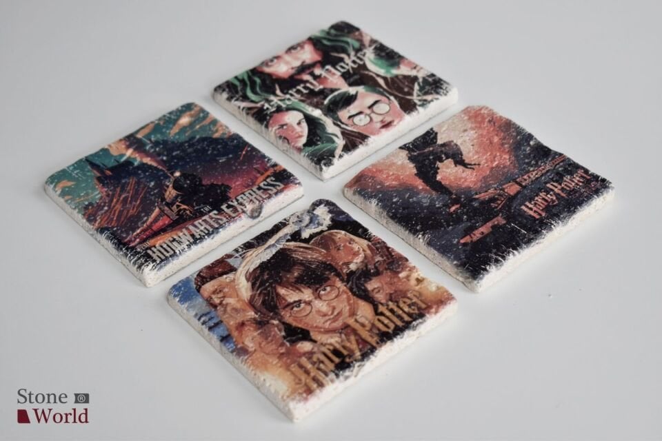 Doğal taş Bardak altlığı - 4'lü Takım - Harry Potter - 020