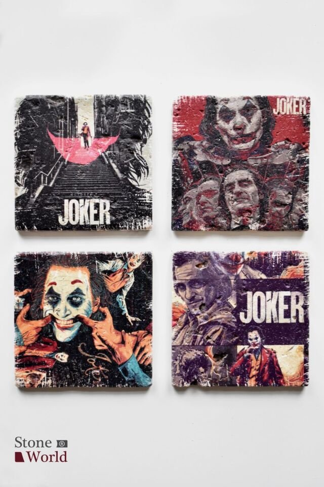Doğal taş Bardak altlığı - 4'lü Takım - Joker - 021