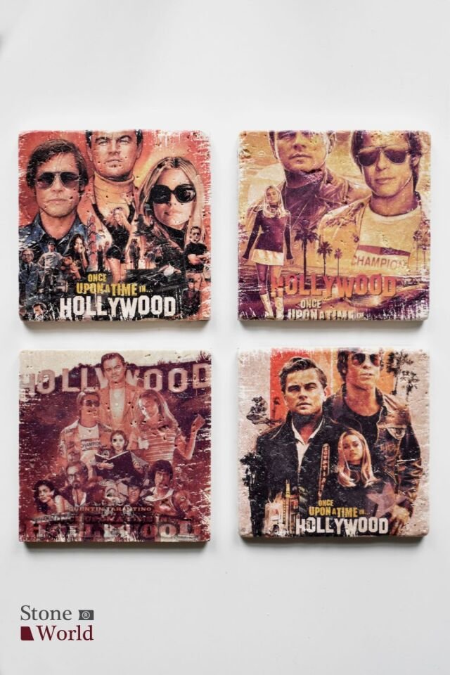 Doğal taş Bardak altlığı - 4'lü Takım - Once Upon a Time in Hollywood - 027