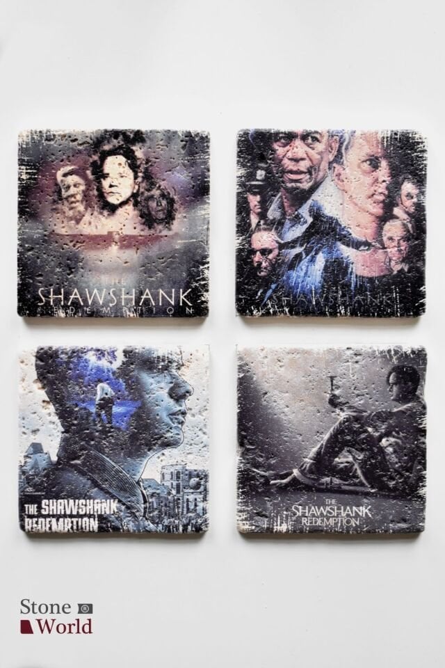 Doğal taş Bardak altlığı - 4'lü Takım - The Shawshank Redemption - 030