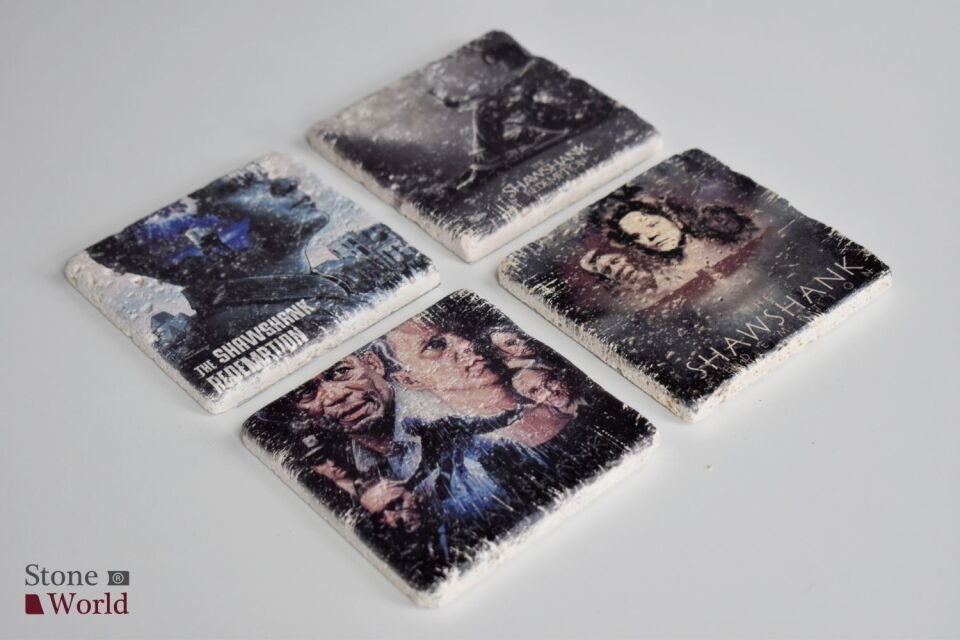 Doğal taş Bardak altlığı - 4'lü Takım - The Shawshank Redemption - 030