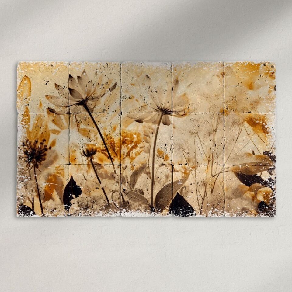 Doğal taş Tablo - Beautiful Yellow Daisy - 003