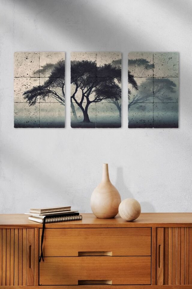 Doğal taş Tablo - Silhouette Old Tree - 009