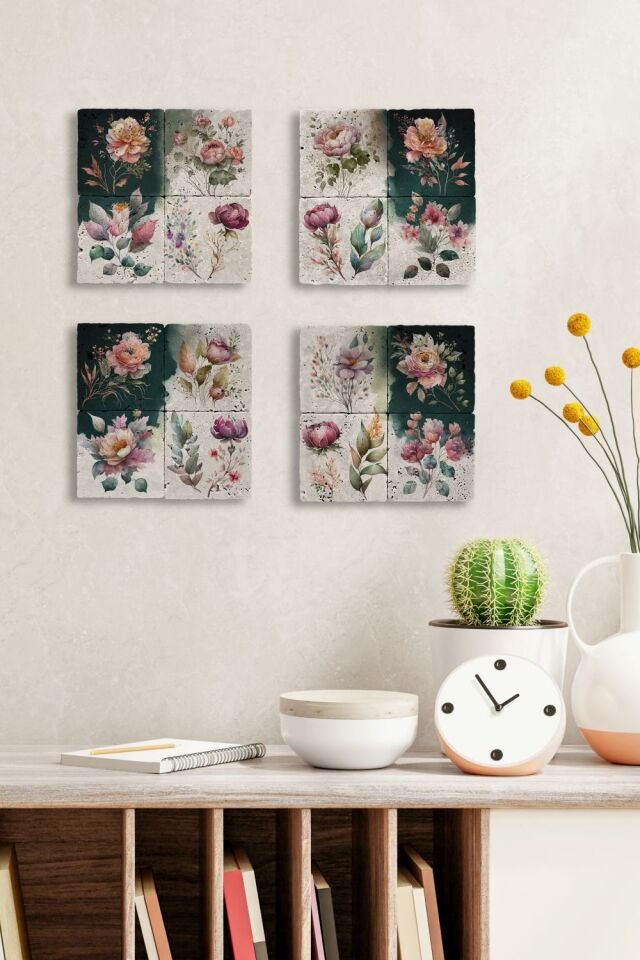 Doğal taş Tablo - Watercolor Flower - 003