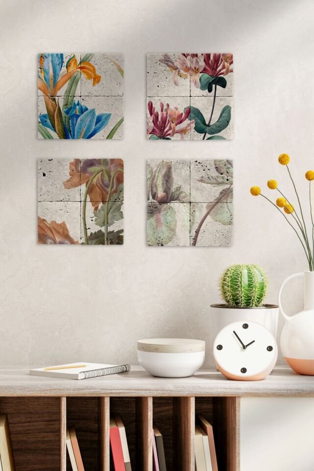 Doğal taş Tablo - Vintage Flower  - 004