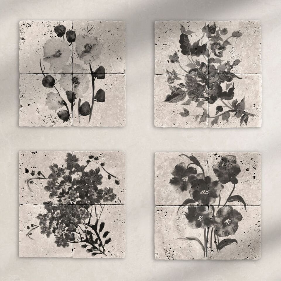 Doğal taş Tablo - Chiaroscuro Flower - 006