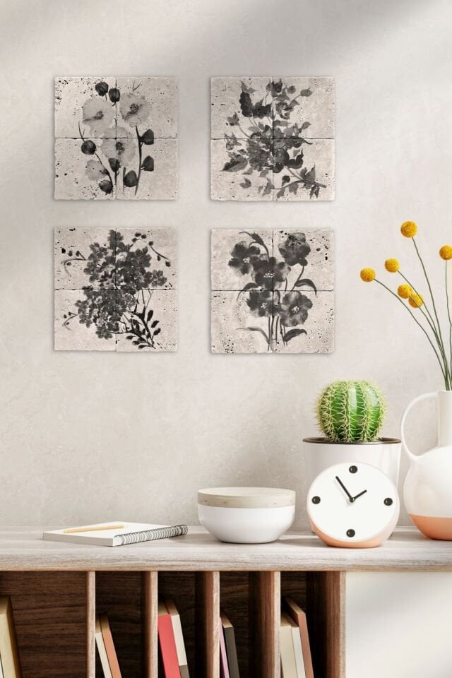 Doğal taş Tablo - Chiaroscuro Flower - 006