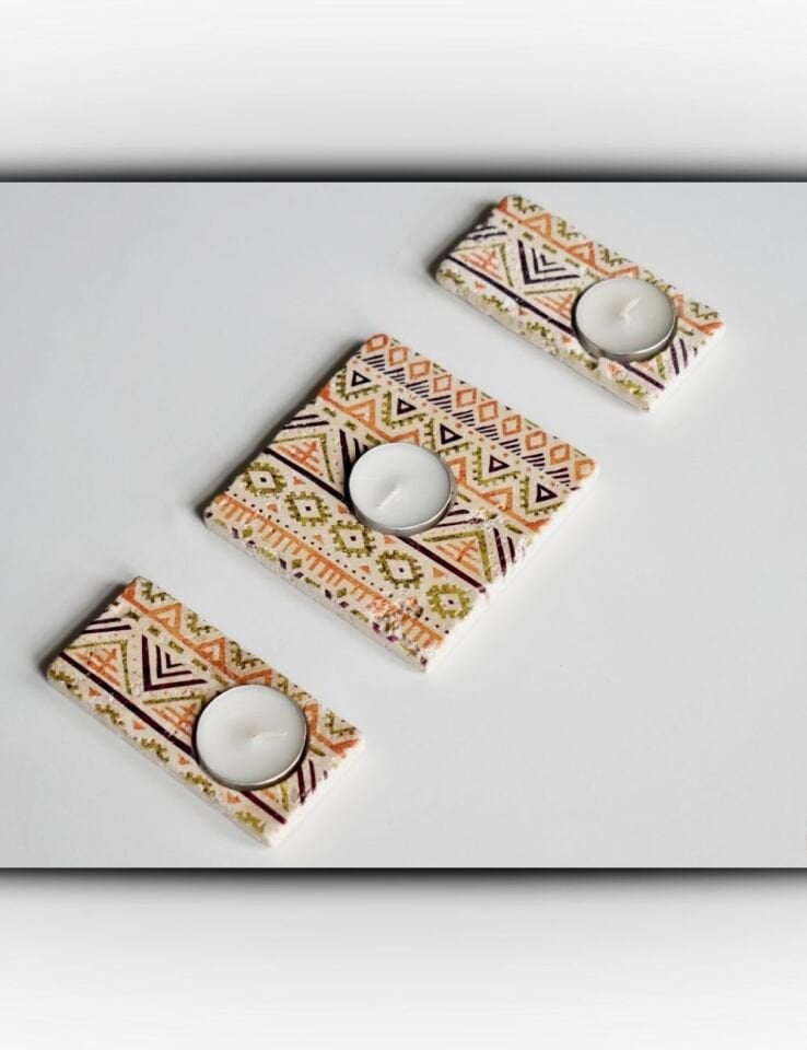 Doğal Taştan Mumluk Takımı - 008