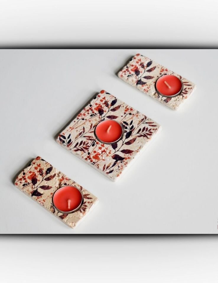 Doğal Taştan Mumluk Takımı - 010