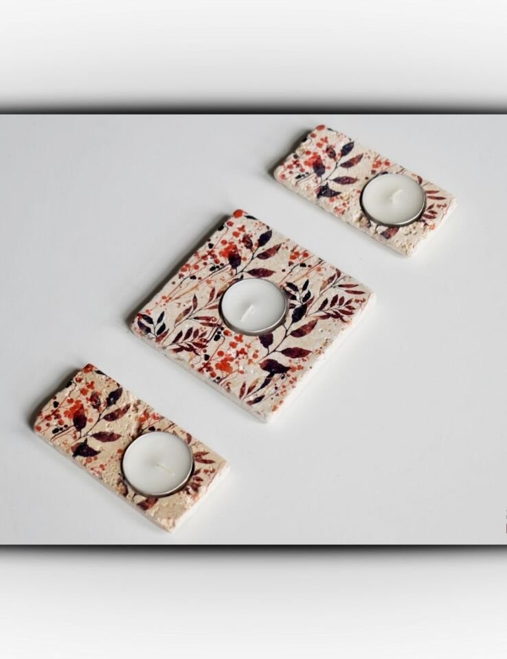 Doğal Taştan Mumluk Takımı - 010