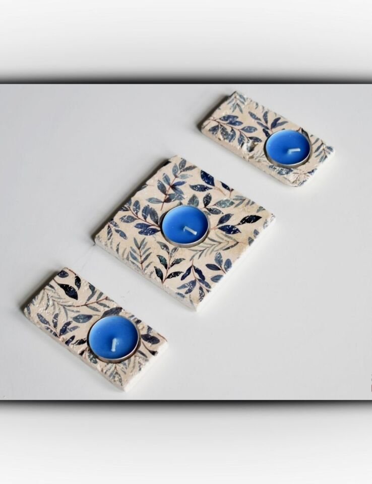 Doğal Taştan Mumluk Takımı - 012