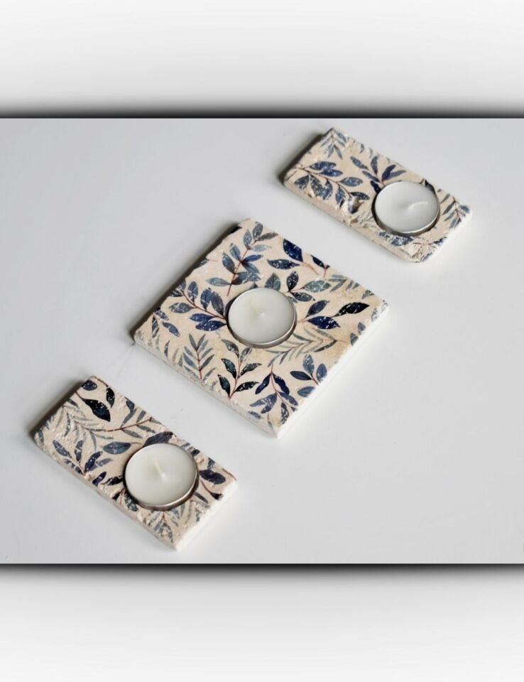 Doğal Taştan Mumluk Takımı - 012