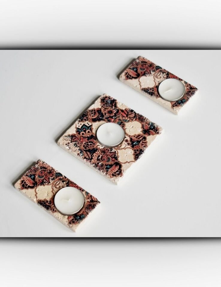 Doğal Taştan Mumluk Takımı - 025