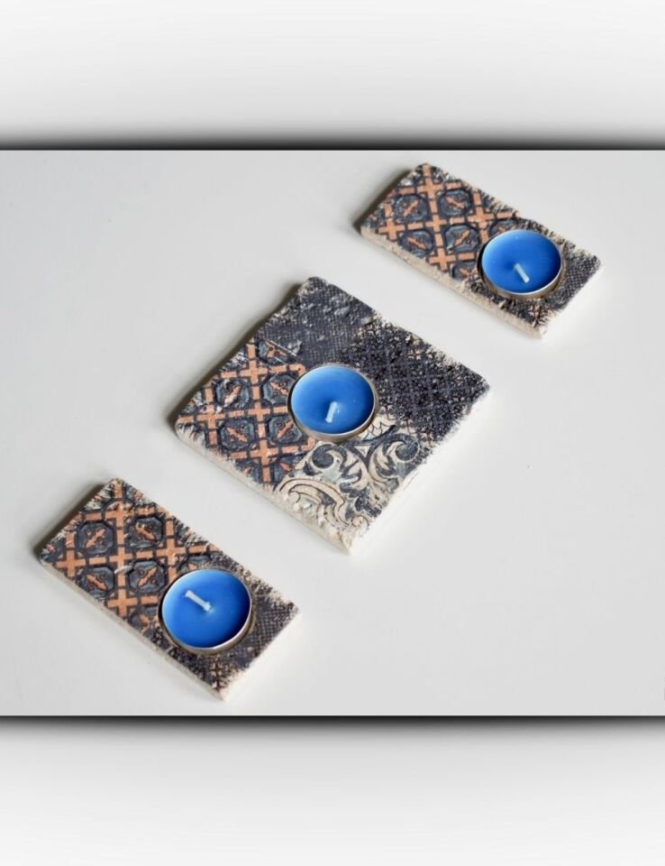 Doğal Taştan Mumluk Takımı - 031