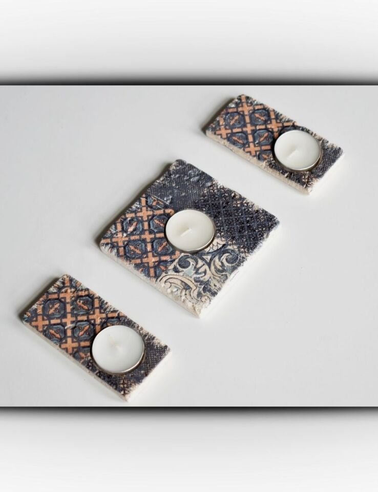 Doğal Taştan Mumluk Takımı - 031