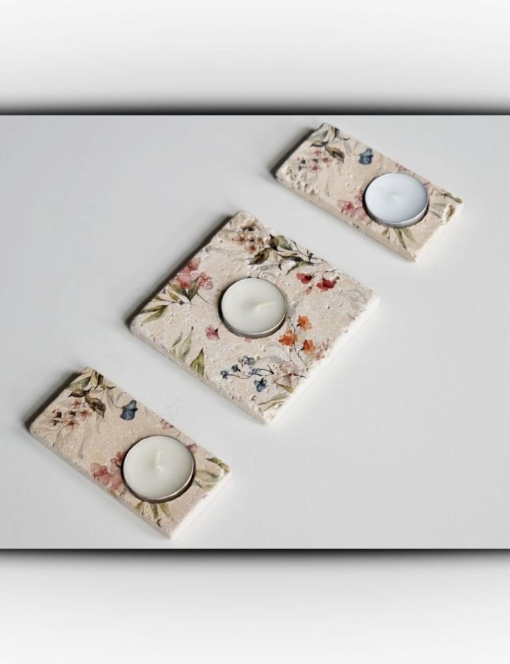 Doğal Taştan Mumluk Takımı - 035