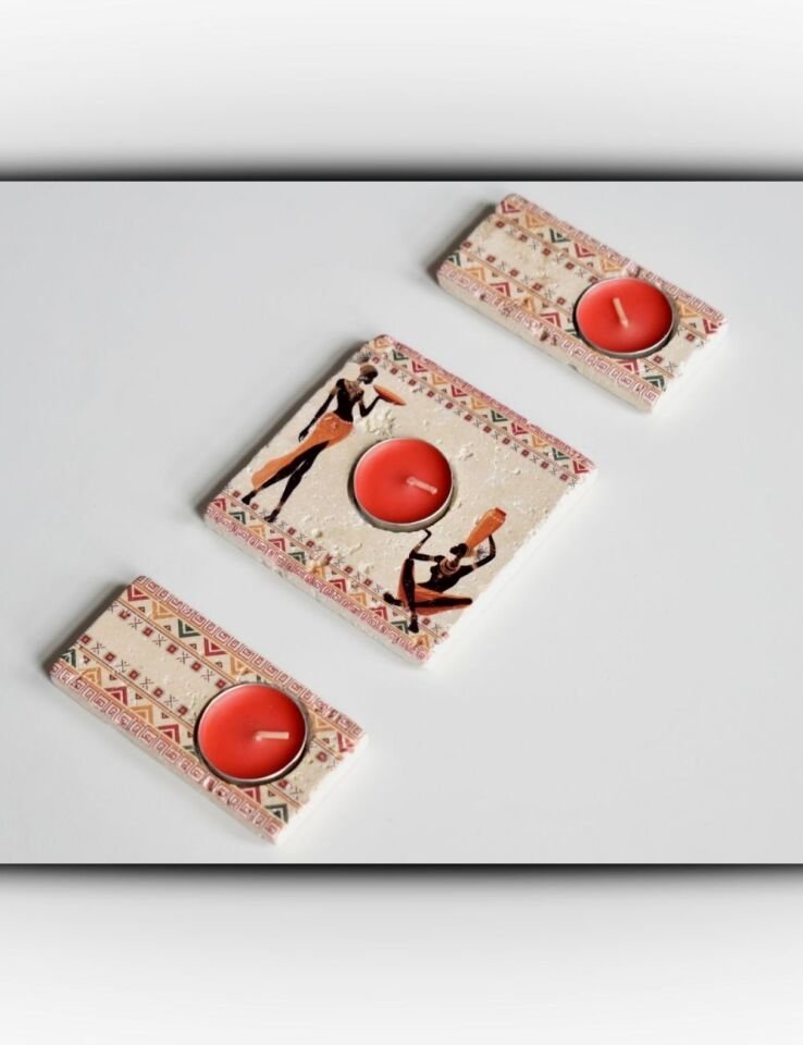 Doğal Taştan Mumluk Takımı - 101