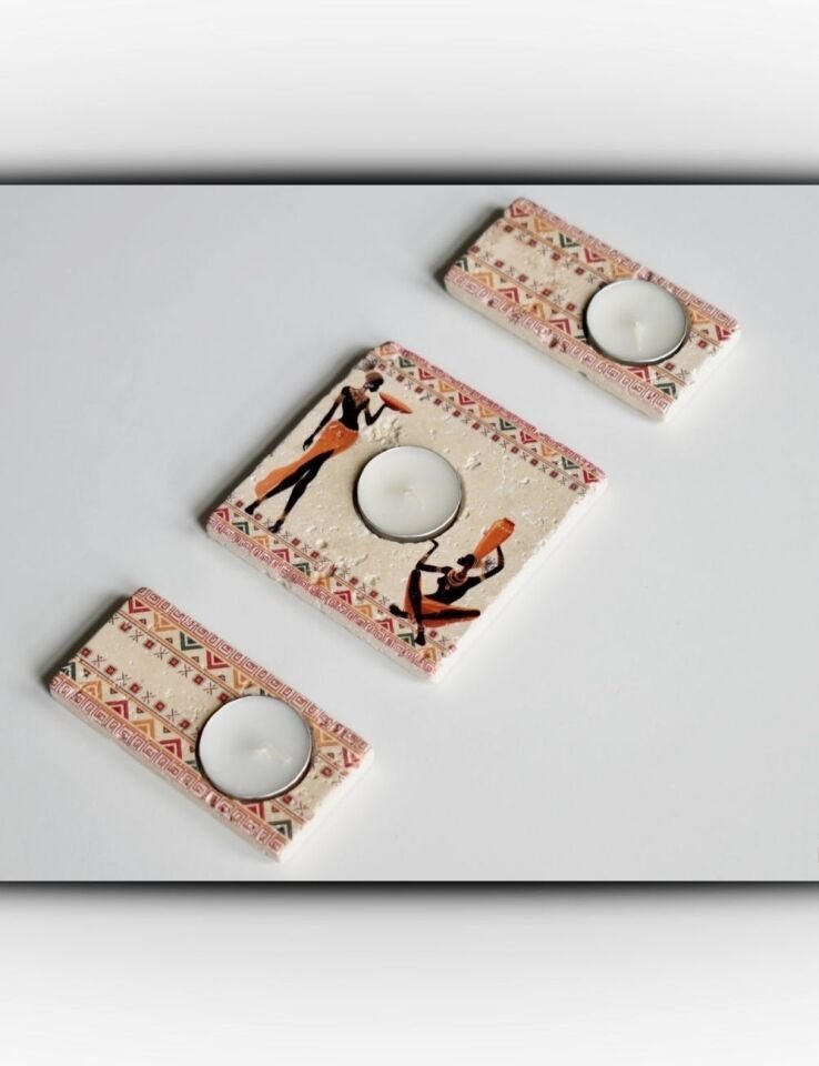 Doğal Taştan Mumluk Takımı - 101