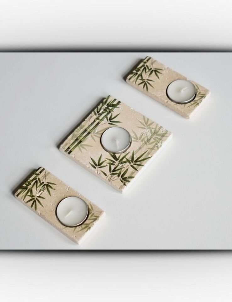 Doğal Taştan Mumluk Takımı - 103