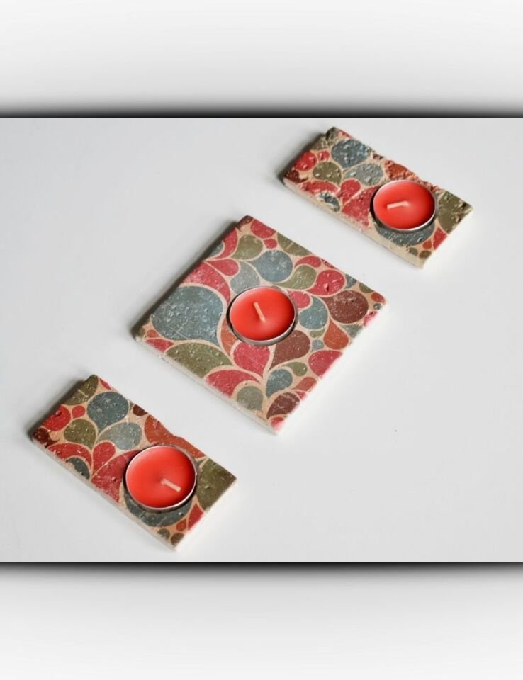 Doğal Taştan Mumluk Takımı - 107