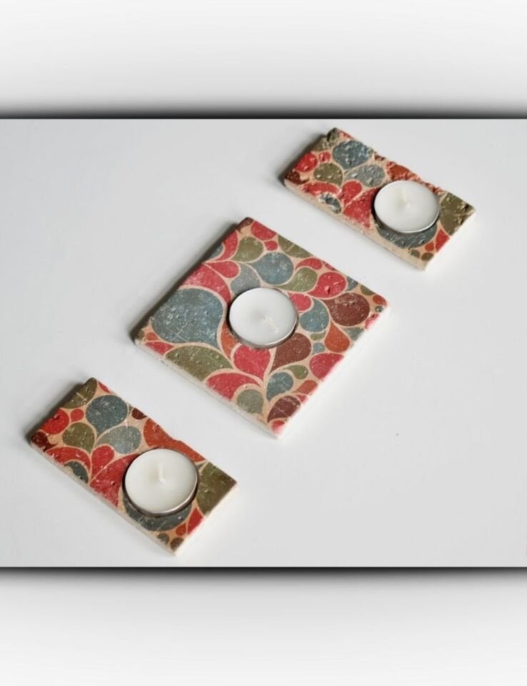 Doğal Taştan Mumluk Takımı - 107