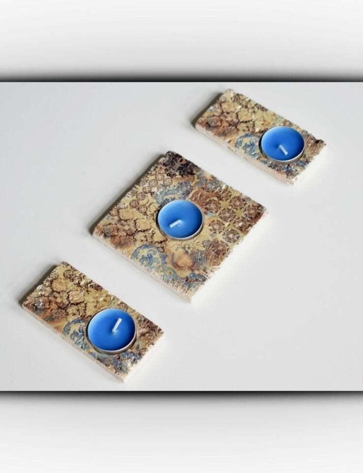 Doğal Taştan Mumluk Takımı - 108