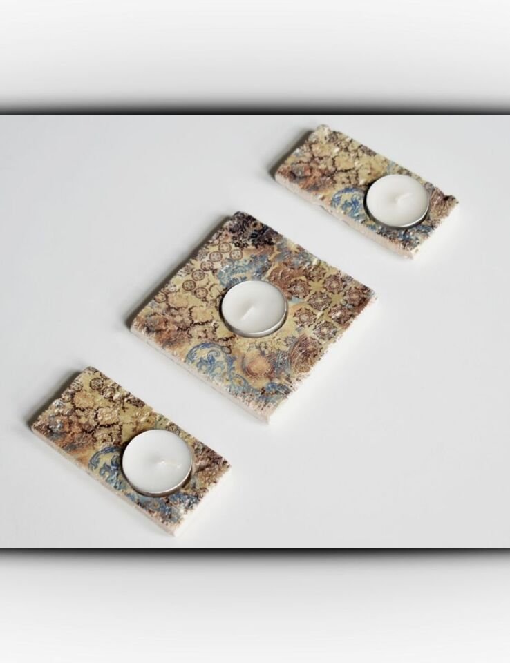 Doğal Taştan Mumluk Takımı - 108