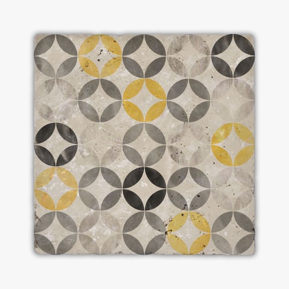 Desenli Doğal Taştan Dekoratif Karo - Quintet Teması - 001