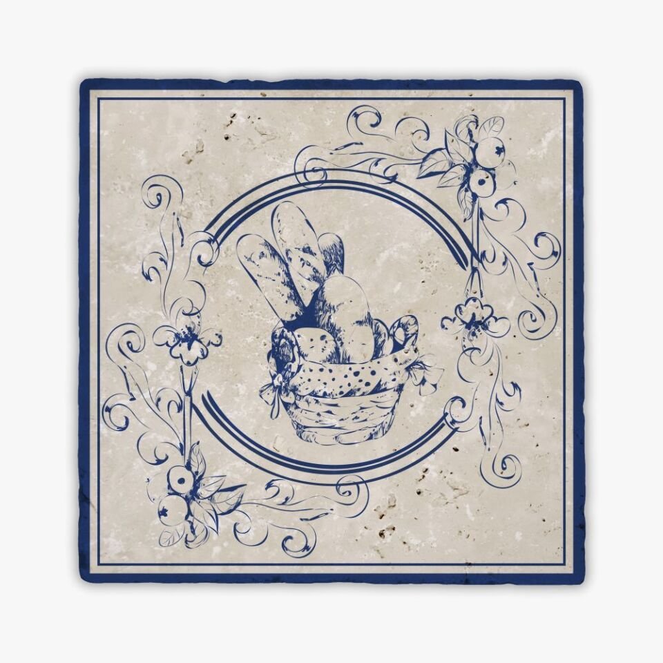 Desenli Doğal Taştan Dekoratif Karo - Quintet Teması - 002