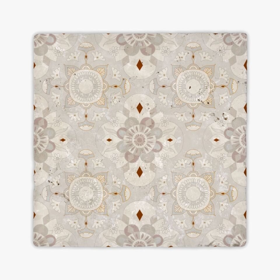 Desenli Doğal Taştan Dekoratif Karo - Quintet Teması - 003