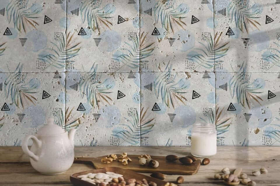 Desenli Doğal Taştan Dekoratif Karo - Nautica Teması - 005