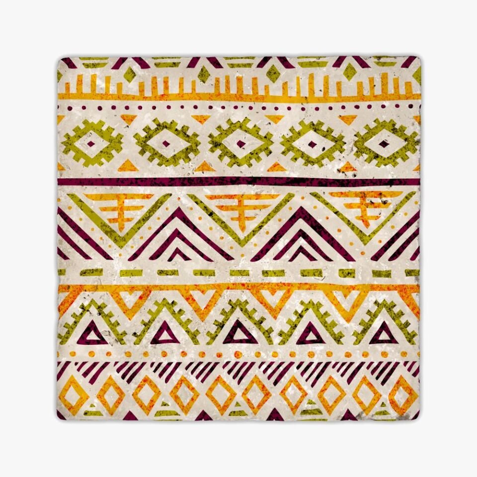 Desenli Doğal Taştan Dekoratif Karo - Ethnic Teması - 008