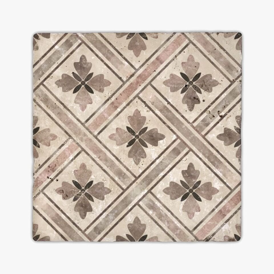 Desenli Doğal Taştan Dekoratif Karo - Vintage Teması - 011