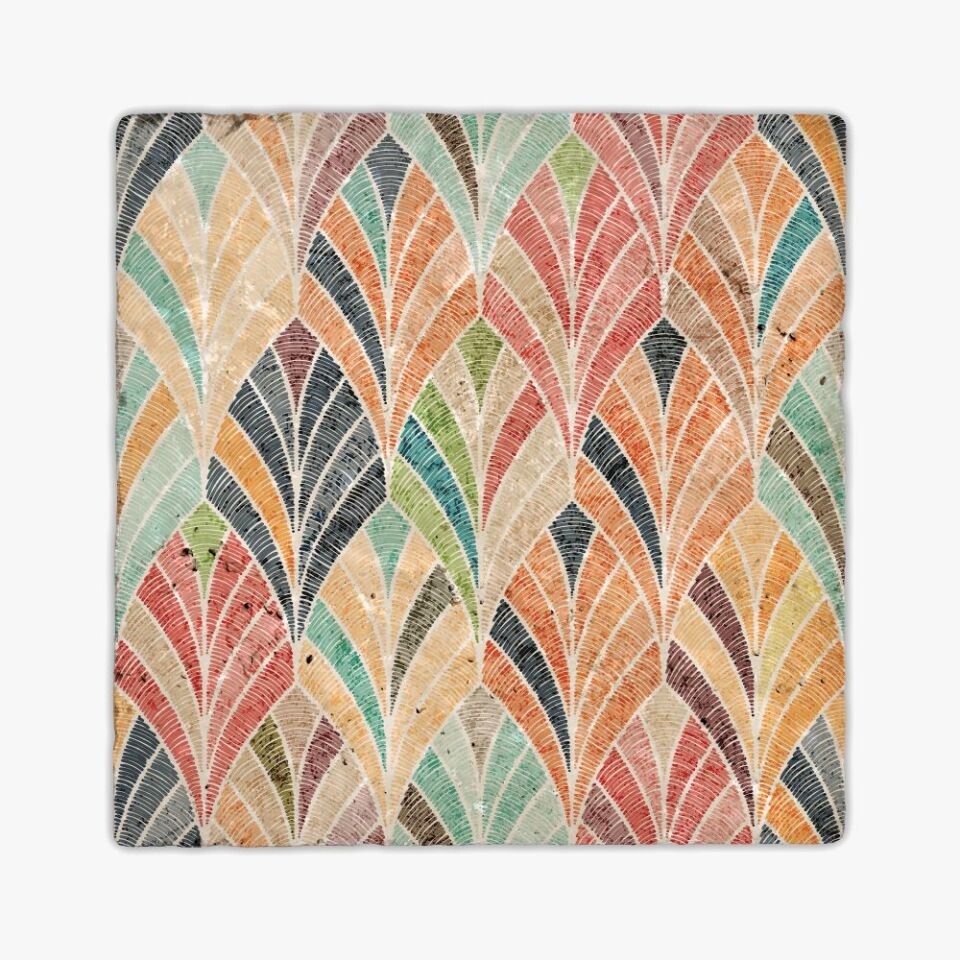 Desenli Doğal Taştan Dekoratif Karo - Ethnic Teması - 014