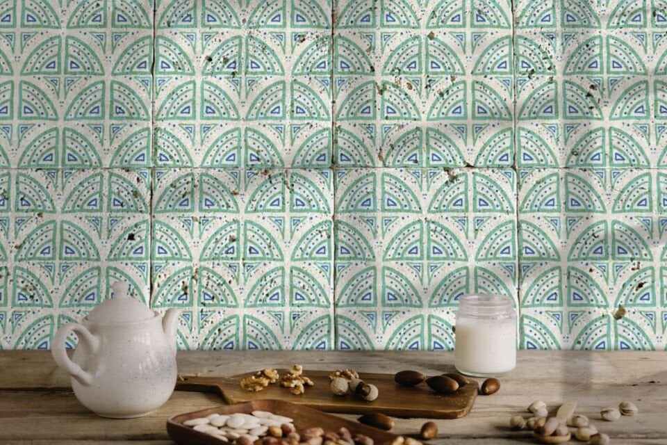 Desenli Doğal Taştan Dekoratif Karo - Ethnic Teması - 015