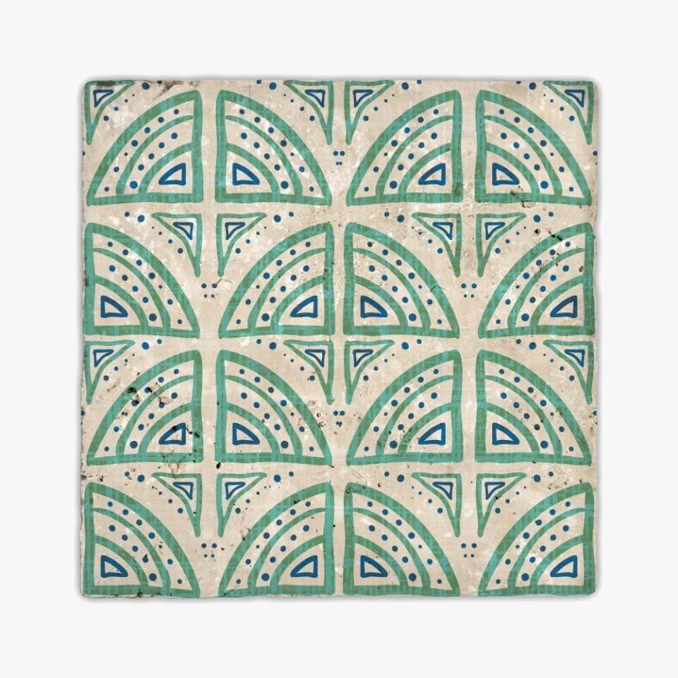 Desenli Doğal Taştan Dekoratif Karo - Ethnic Teması - 015