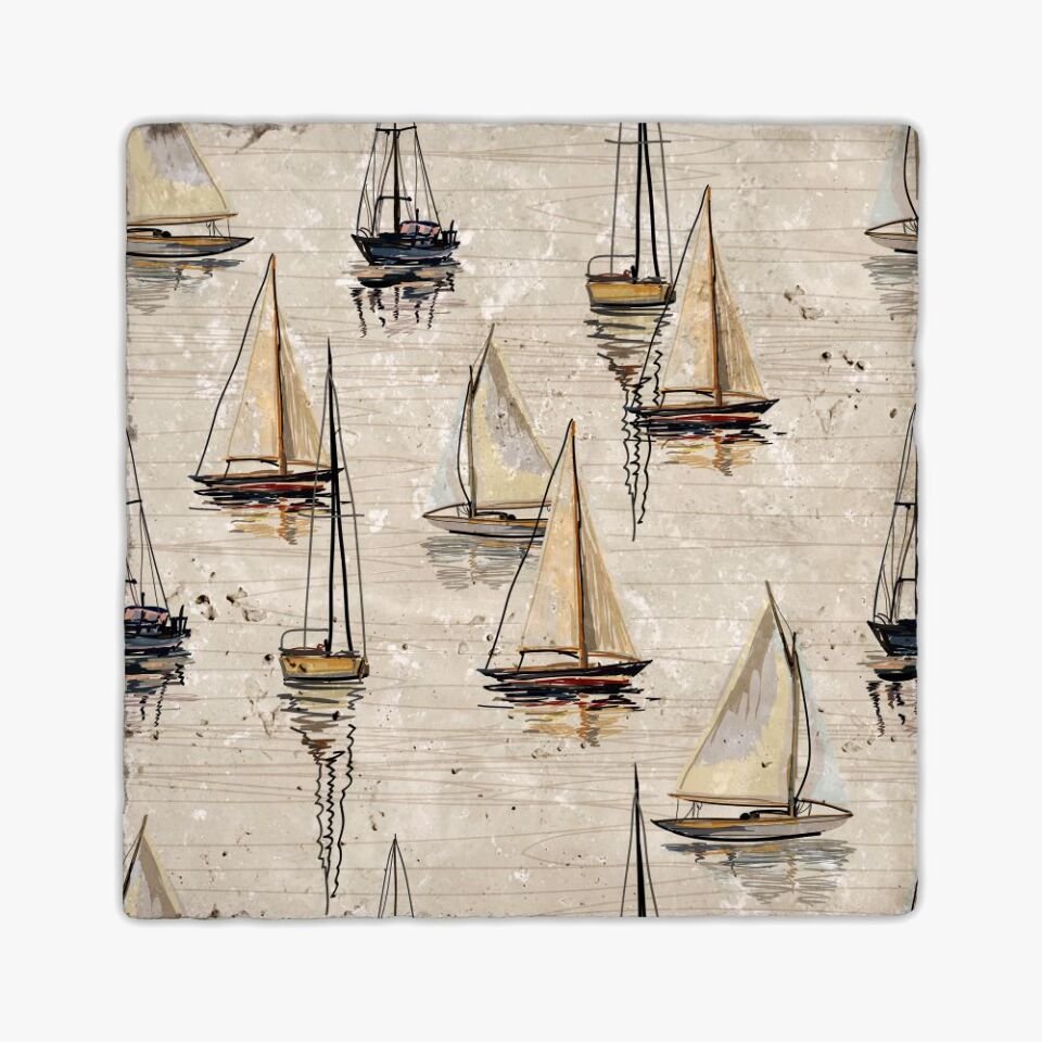 Desenli Doğal Taştan Dekoratif Karo - Nautica Teması - 017