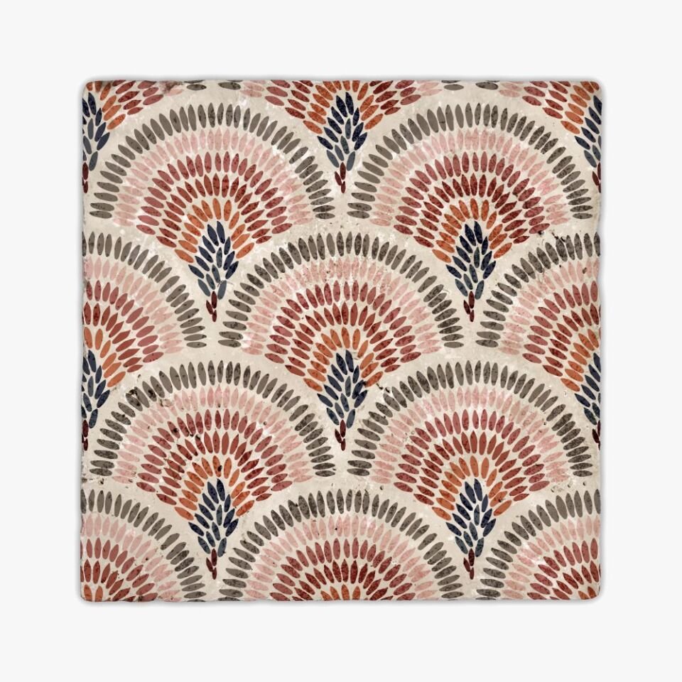 Desenli Doğal Taştan Dekoratif Karo - Ethnic Teması - 020