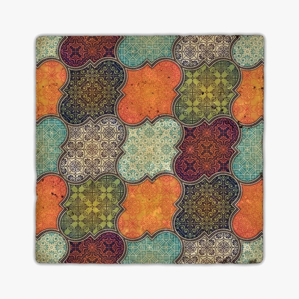 Desenli Doğal Taştan Dekoratif Karo - Ethnic Teması - 026