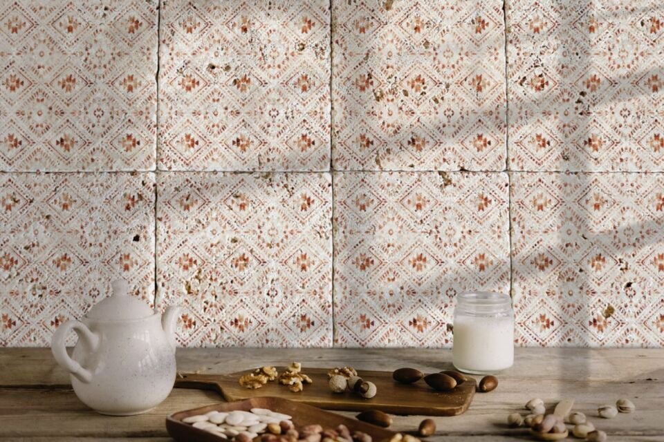 Desenli Doğal Taştan Dekoratif Karo - Vintage Teması - 027