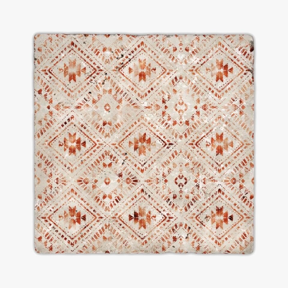 Desenli Doğal Taştan Dekoratif Karo - Vintage Teması - 027